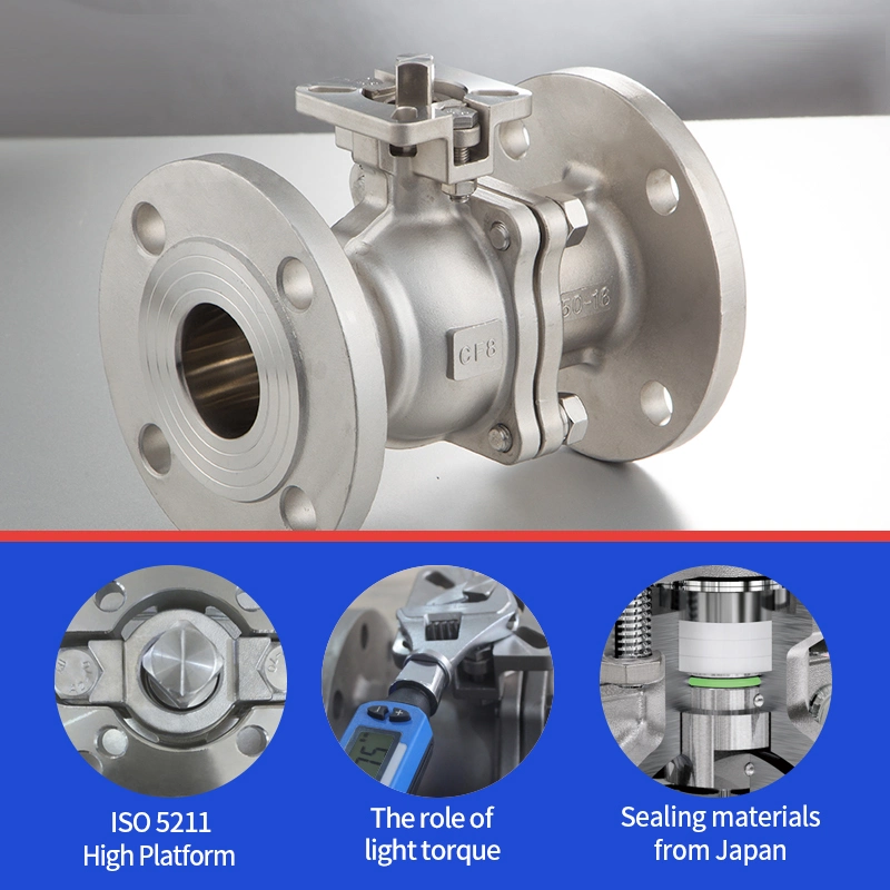 Dico CE ANSI 150-300lb Wcb/CF8/CF3m with Symbol Mounting Pad 2PC Flange Floating Ball Valve