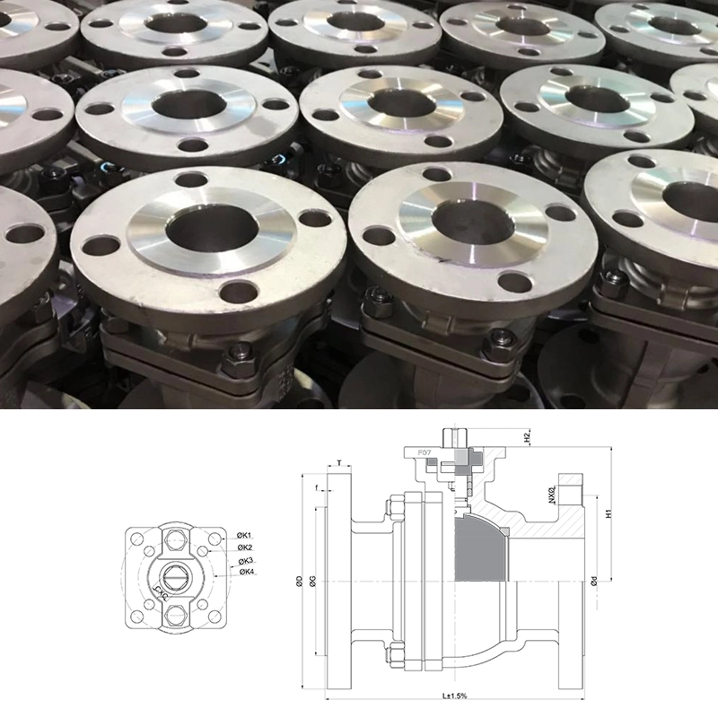 Dico CE ANSI 150-300lb Wcb/CF8/CF3m with Symbol Mounting Pad 2PC Flange Floating Ball Valve